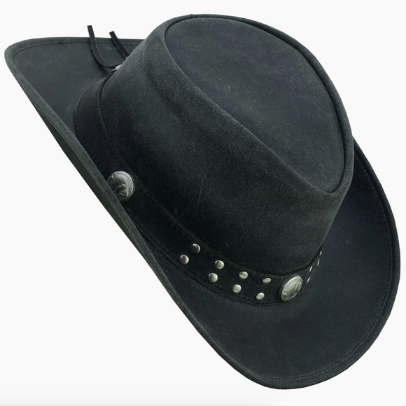 ๐HOST PICK๐ Lesa collection inc Arizona Leather Hat WesternStyle Concho L UNIS - Picture 5 of 8